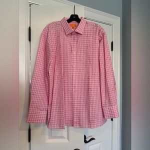 TALLIA Pink Plaid Casual Button Down Shirt